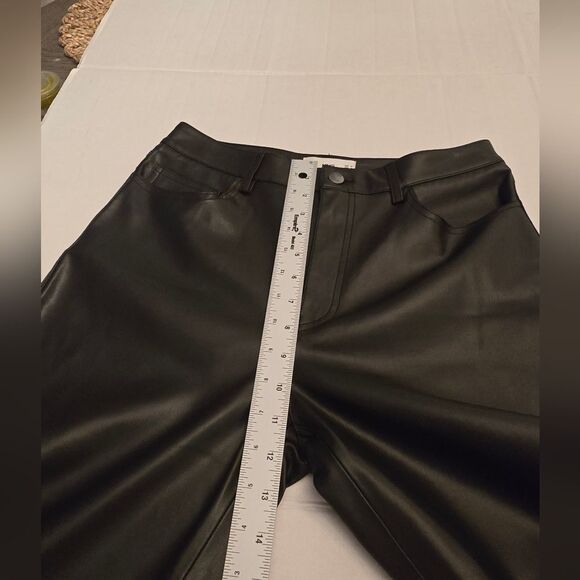 Mango Leather-effect Straight Black Pants Size 6 - Picture 6 of 14